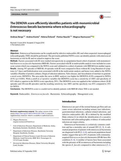 The DENOVA score efficiently identifies patients with monomicrobial.